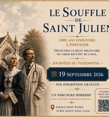 Visite-spectacle historique de l'Espace Saint-Julien, de l'aumônerie du 11e siècle à l'espace intergénérationnel, social et éducatif du 21e siècle.